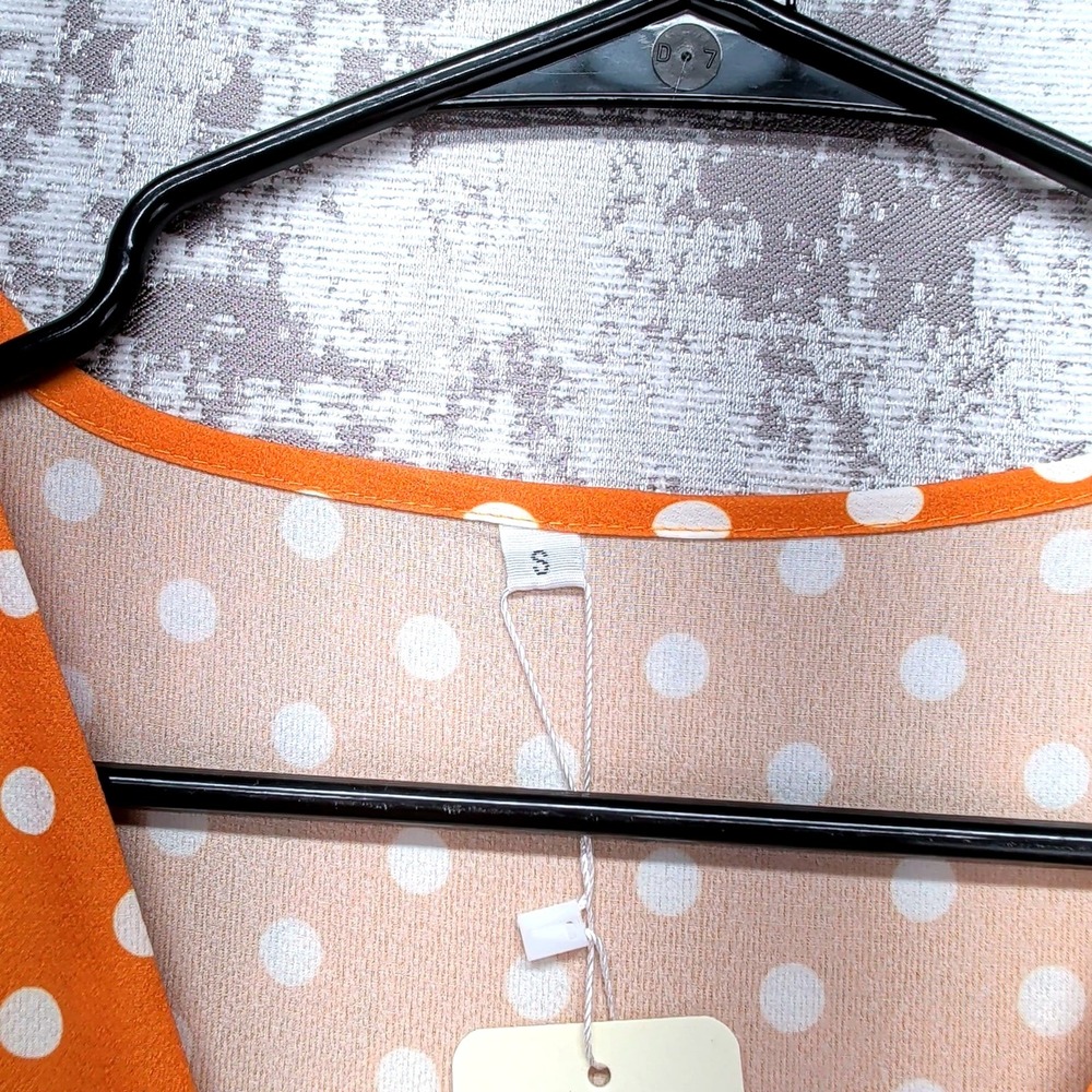 LIVAGIRL Orange Polka Dot High-Low Wrap Dress Small V-Neck Short Sleeve New - Picture 5 of 15